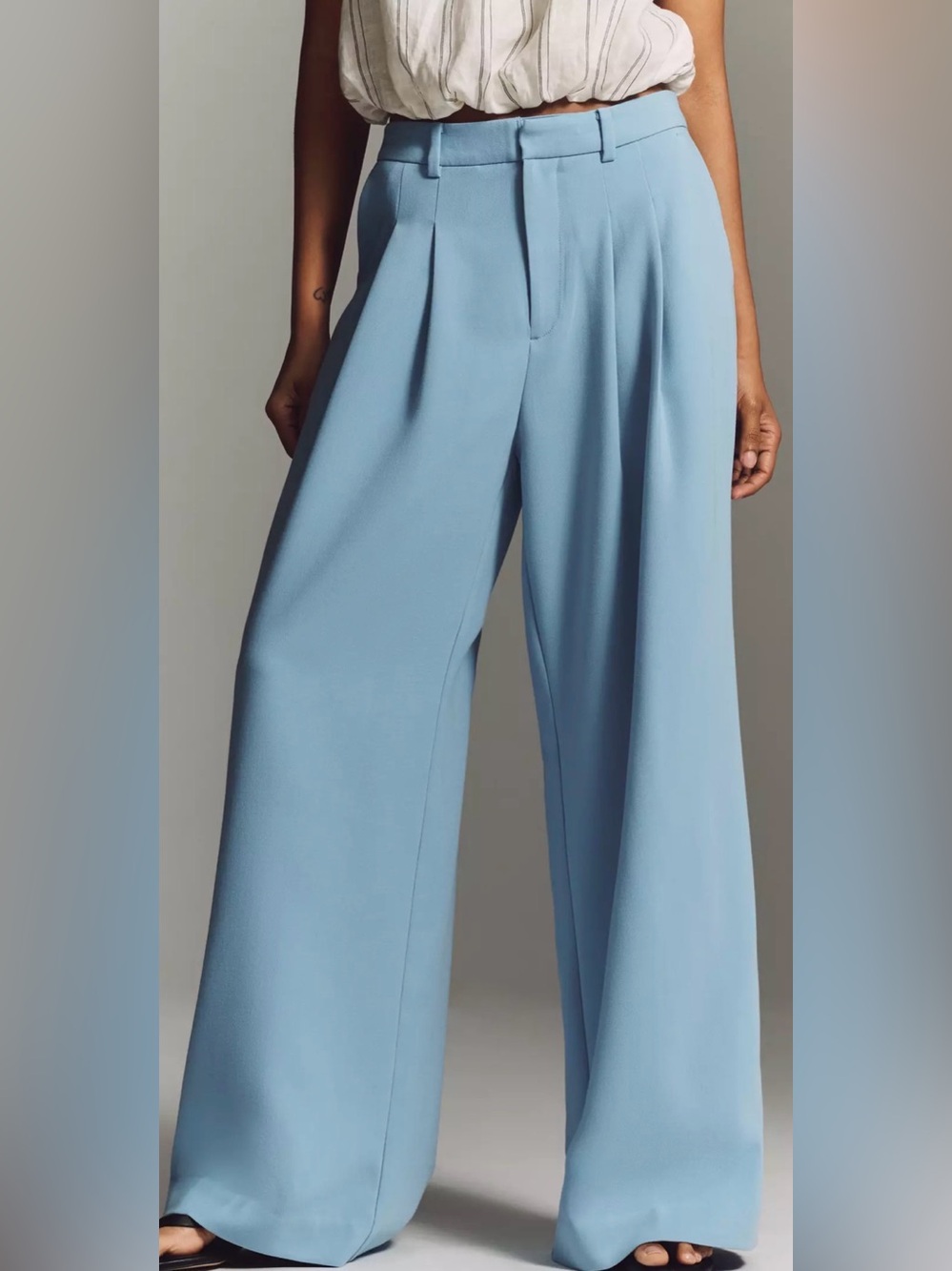 Anthropologie Maeve Avery Wide-Leg Trousers in Light Blue | Medium